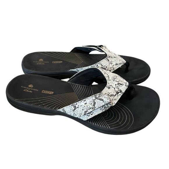 Clarks Cloudsteppers Womens Breeze Sea Snake Thong Adjustable Sandals 9 - Picture 2 of 6